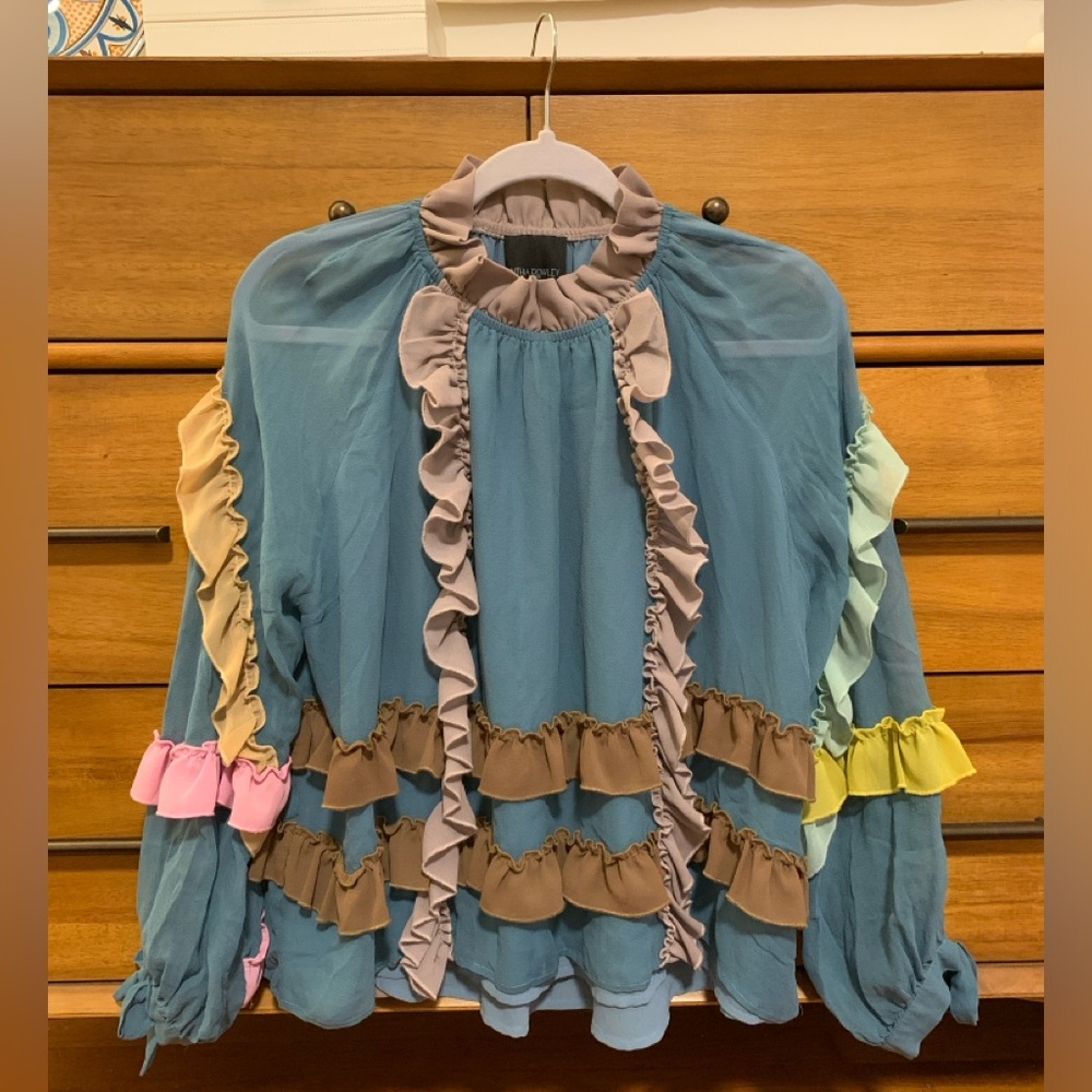 Cynthia Rowley Grace Ruffle Top Size Medium